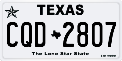 TX license plate CQD2807