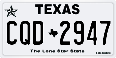 TX license plate CQD2947
