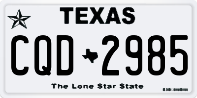 TX license plate CQD2985