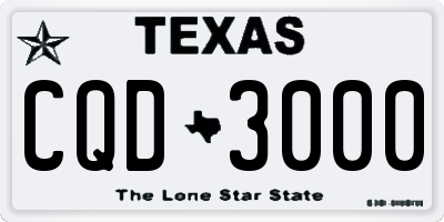TX license plate CQD3000