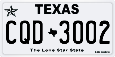 TX license plate CQD3002
