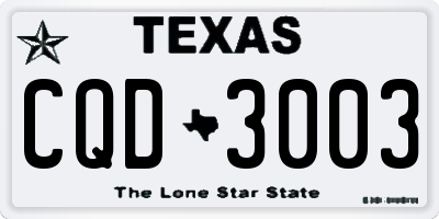 TX license plate CQD3003