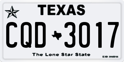 TX license plate CQD3017