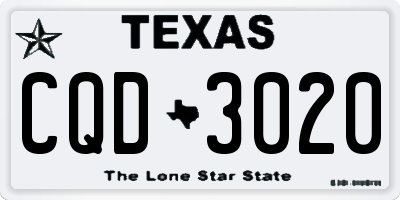 TX license plate CQD3020