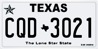 TX license plate CQD3021