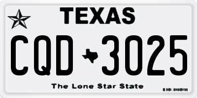 TX license plate CQD3025