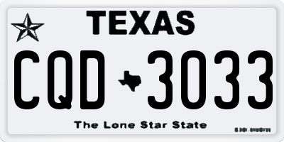 TX license plate CQD3033