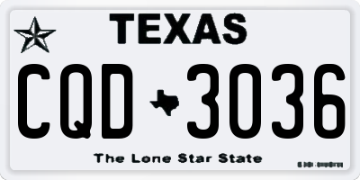 TX license plate CQD3036