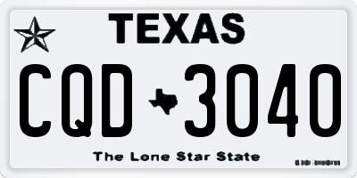 TX license plate CQD3040