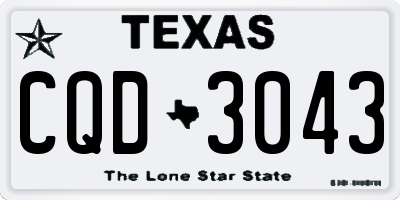TX license plate CQD3043