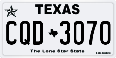 TX license plate CQD3070