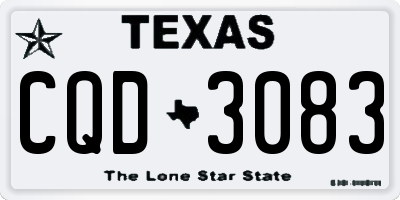TX license plate CQD3083