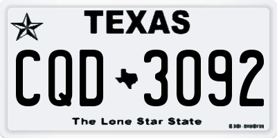 TX license plate CQD3092