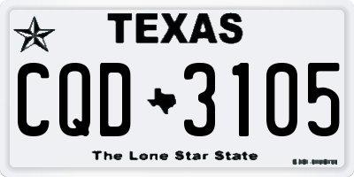 TX license plate CQD3105