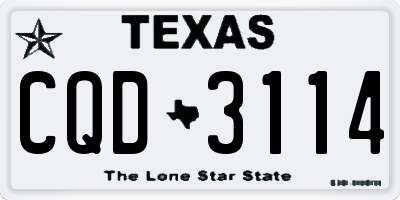 TX license plate CQD3114