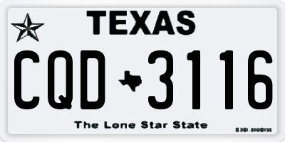 TX license plate CQD3116