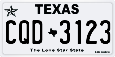 TX license plate CQD3123