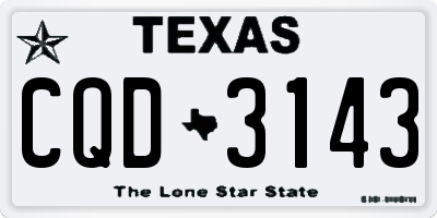 TX license plate CQD3143