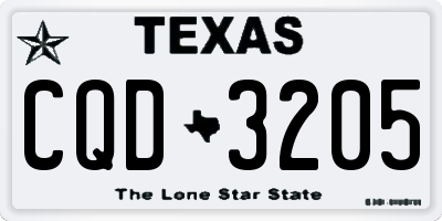 TX license plate CQD3205