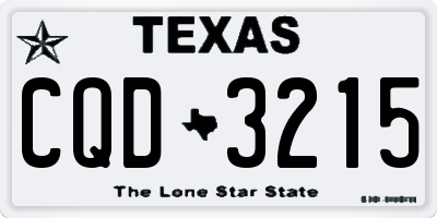 TX license plate CQD3215
