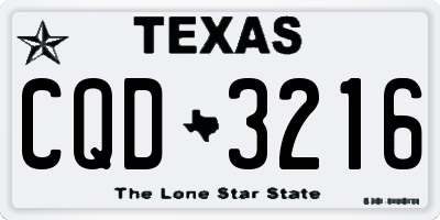 TX license plate CQD3216