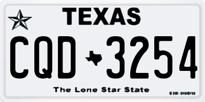 TX license plate CQD3254