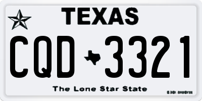 TX license plate CQD3321