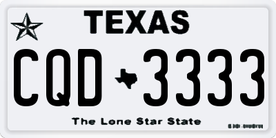 TX license plate CQD3333