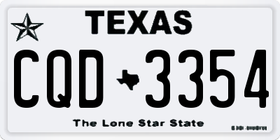 TX license plate CQD3354