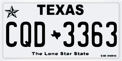 TX license plate CQD3363