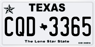 TX license plate CQD3365