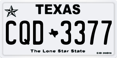 TX license plate CQD3377
