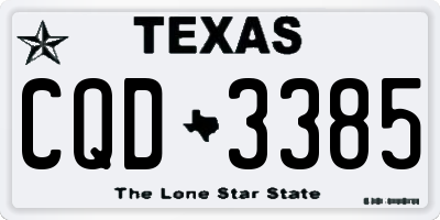 TX license plate CQD3385