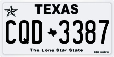 TX license plate CQD3387