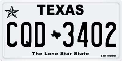 TX license plate CQD3402