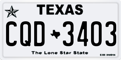 TX license plate CQD3403