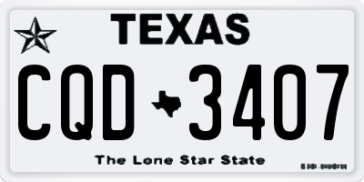 TX license plate CQD3407