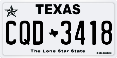 TX license plate CQD3418