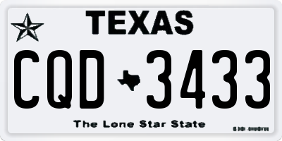 TX license plate CQD3433