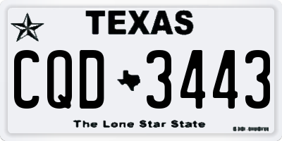 TX license plate CQD3443