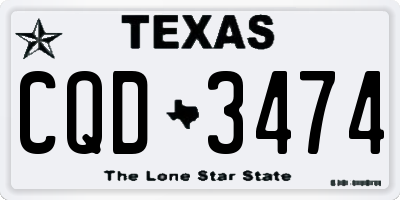 TX license plate CQD3474