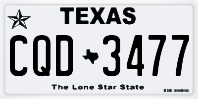 TX license plate CQD3477