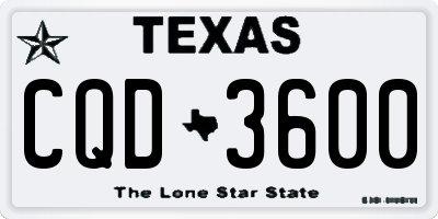 TX license plate CQD3600