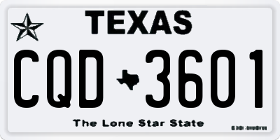 TX license plate CQD3601