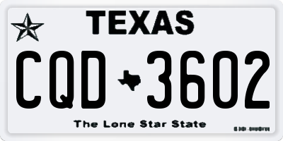 TX license plate CQD3602