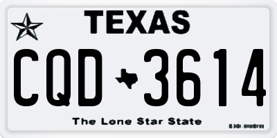 TX license plate CQD3614