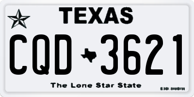 TX license plate CQD3621
