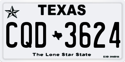 TX license plate CQD3624