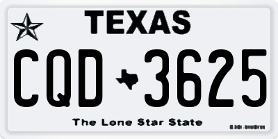 TX license plate CQD3625