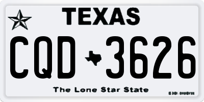 TX license plate CQD3626